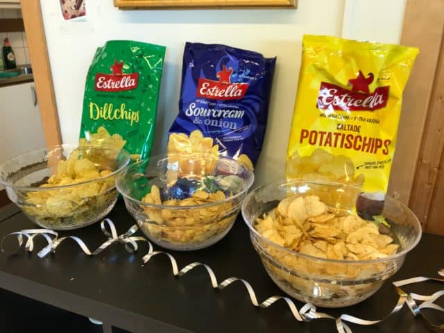 Bags Of Chips Lined Up In Bowls At Party