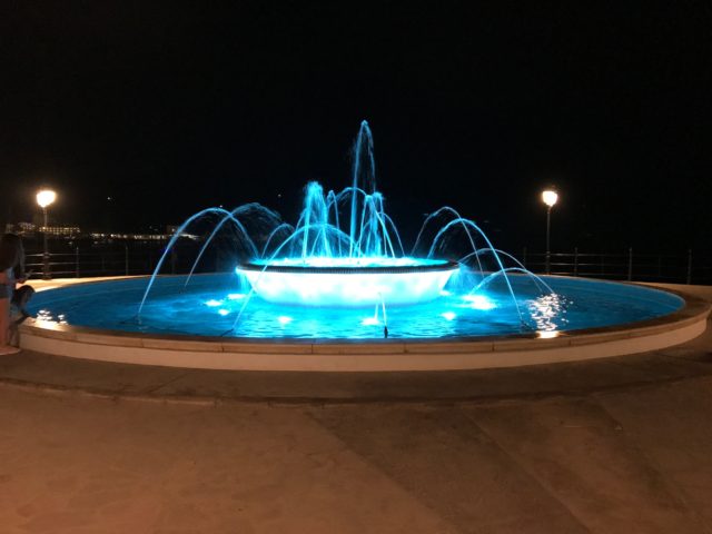 Round Colorful Water Fountain With Night Lights