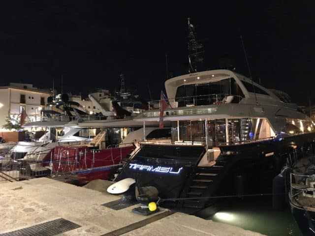 Lyxury Boats Docked At Harbor At Night