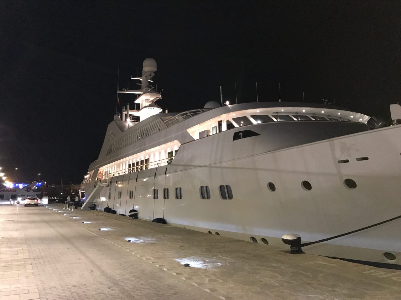 Massive Luxury Yacht Boat Tied To A Dock