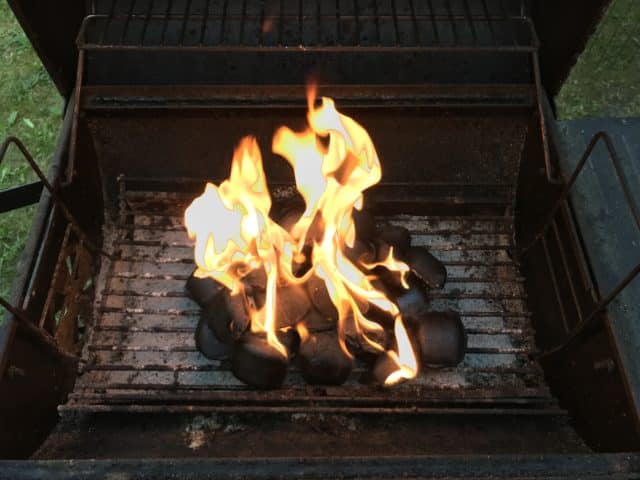Coal On Fire In Barbecue Grill