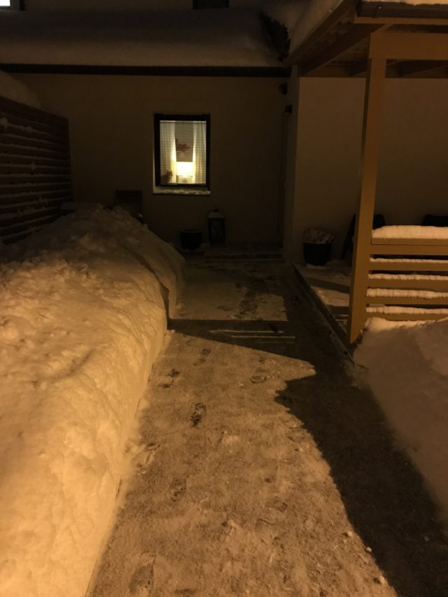 Cleared Walkway In The Snow Leading Up To The Front Door Of A House