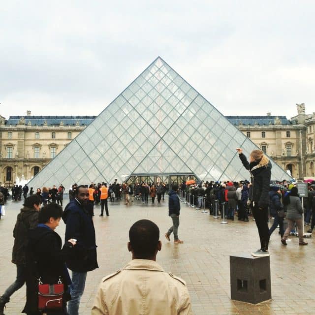 Louvre Museum Outside With People Queuing To See Its Famous Artistic Creations