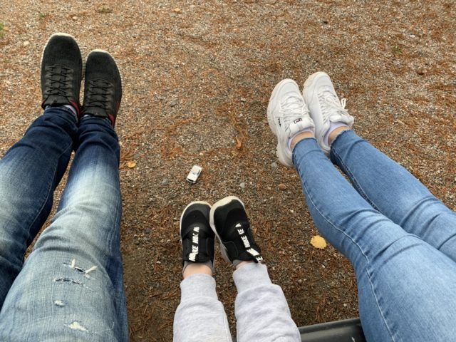 Lifted Family Shoes Sitting On A Bench
