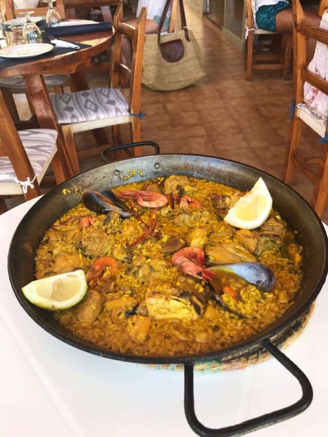 Pan Of Paella At A Seafood Dinner Restaurant