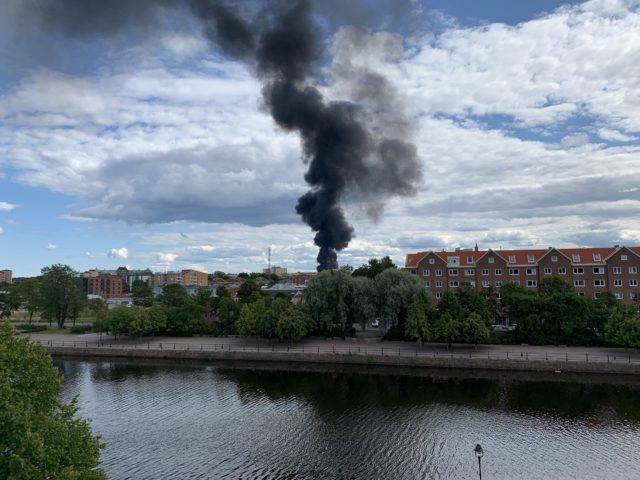 Raging Fire In Gävle City Suburb