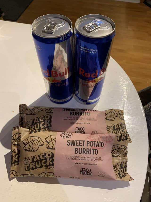 Red Bull And Sweet Potato Burrito Packages