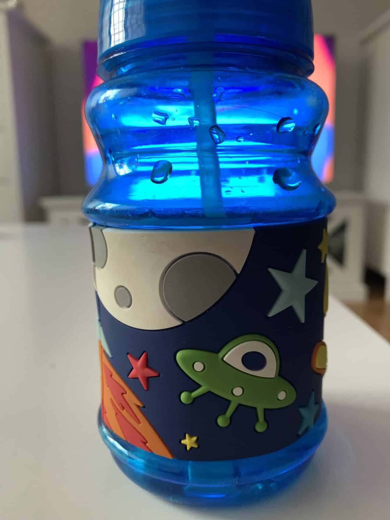 Blue Water Bottle With Alien Motif