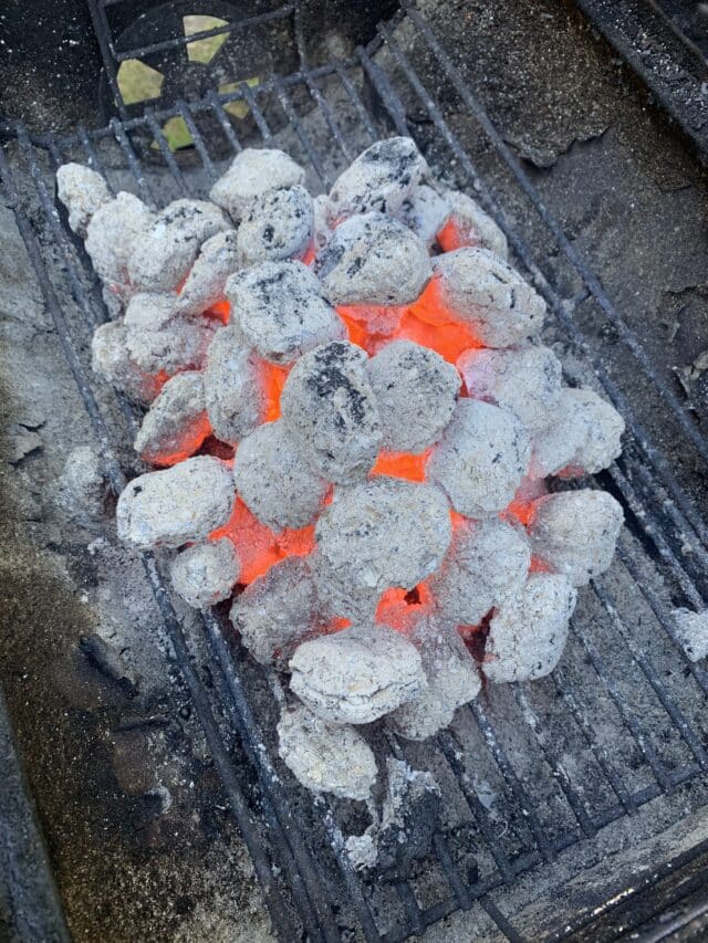 Glowing Hot Ember Brickettes On A Grill