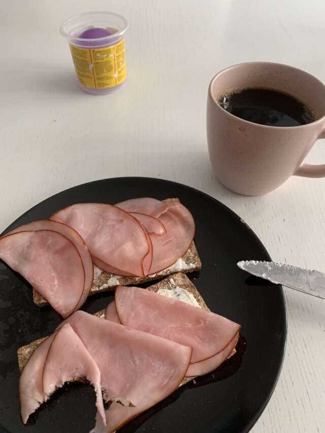 Ham Sandwiches And A Cup Of Coffee