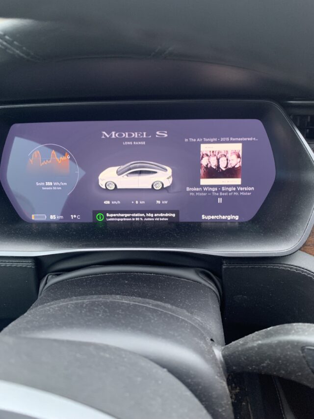 Tesla Dashboard Supercharger Alert Message