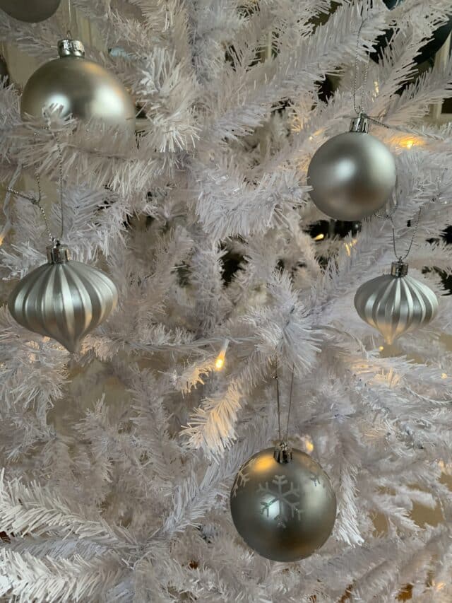 White Christmas Tree With Shiny Silver Balls
