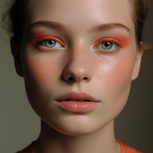 Fair Woman With A Beautiful Makeup In Corals And Pink